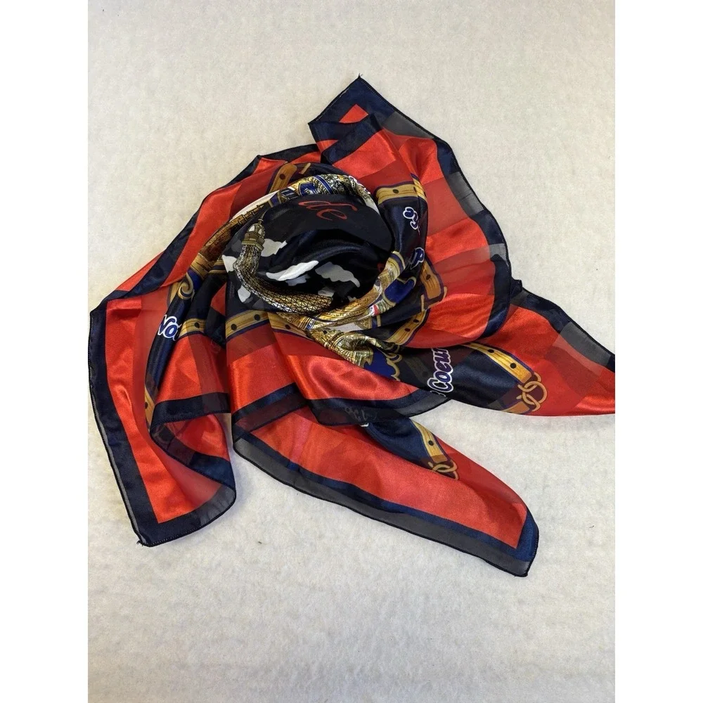 Vintage Paris Souvenir Square‎ Scarf Sheer French Eiffel Tower BOHO Preppy